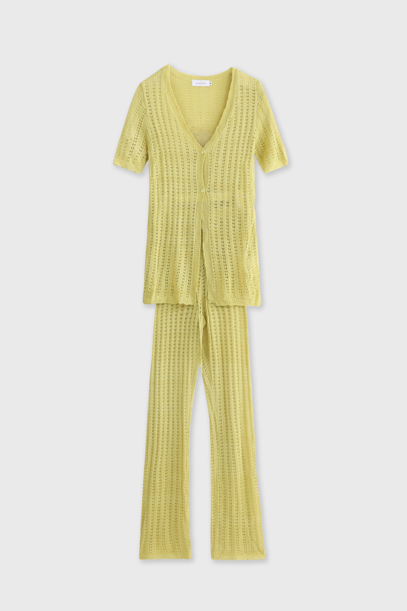 Open-Knit Beach Set with Flare Pants, alternate view