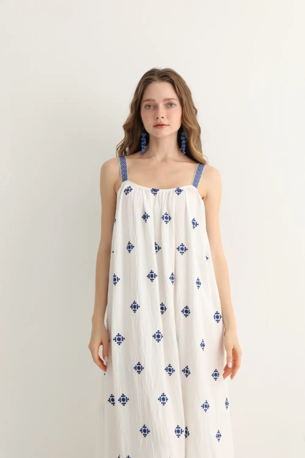 Blue Embroidered Maxi Dress, alternate view