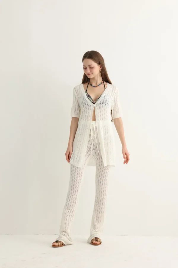 Open-Knit Beach Set with Flare Pants, alternate view