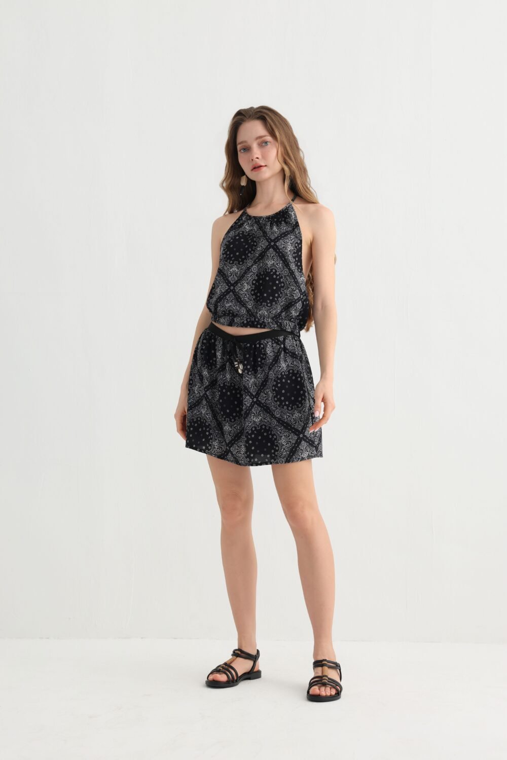 Boho Halter Skort Two-Piece Set, alternate view