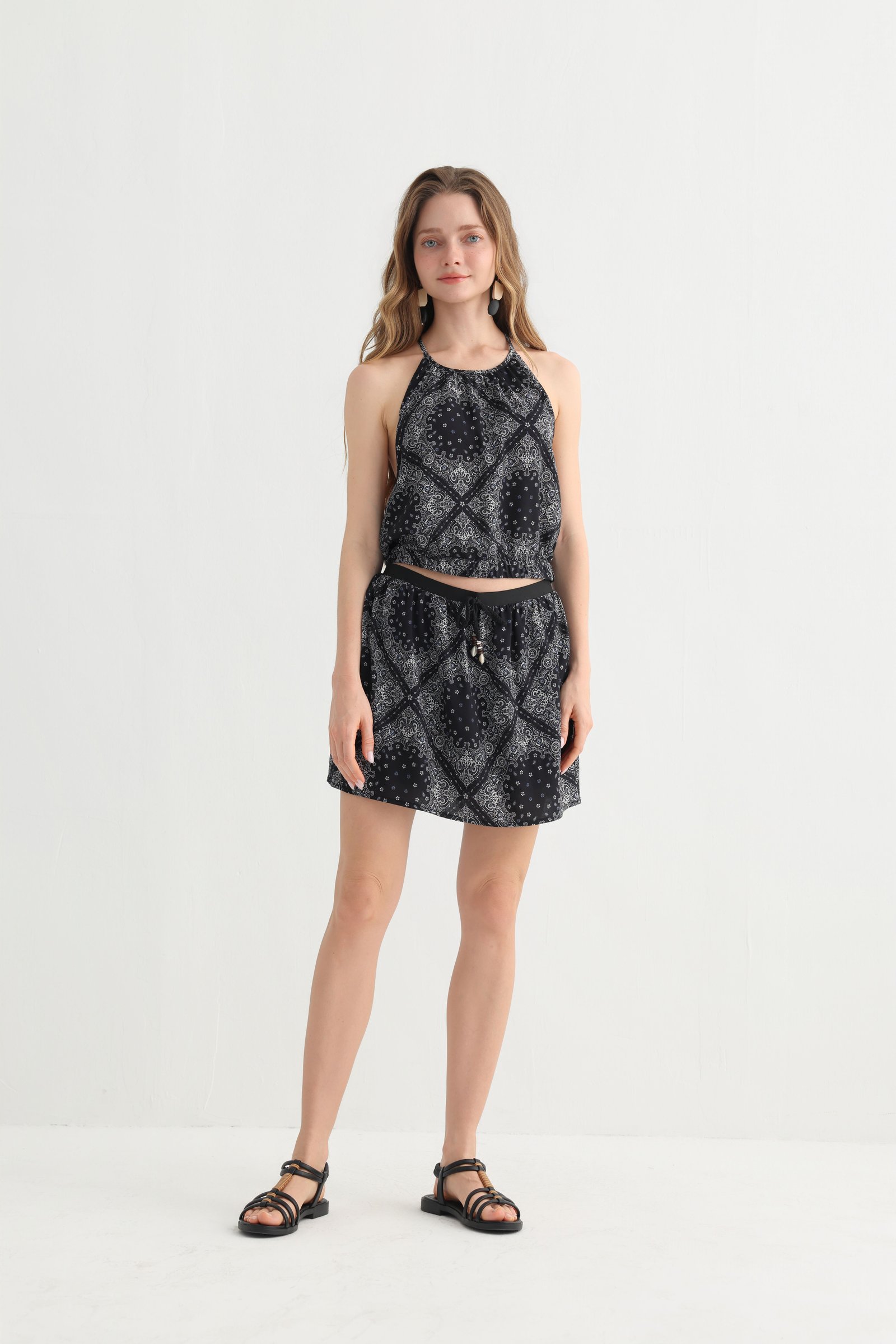 Boho Halter Skort Two-Piece Set, alternate view