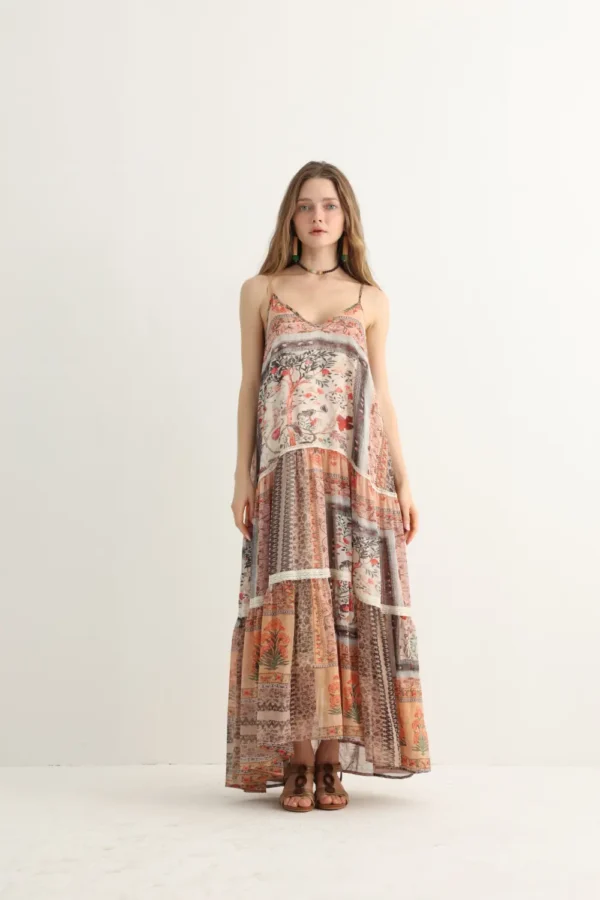Boho Floral Tiered Maxi Dress